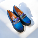 Tacones Loafers Mocassines Típicos semipiel negra típico toto azul  / LOAFERSFCT-08