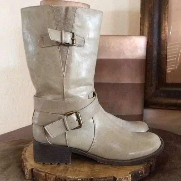 Botin Marca Natural Soul doble cincho Beige  Talla 38 - 2064