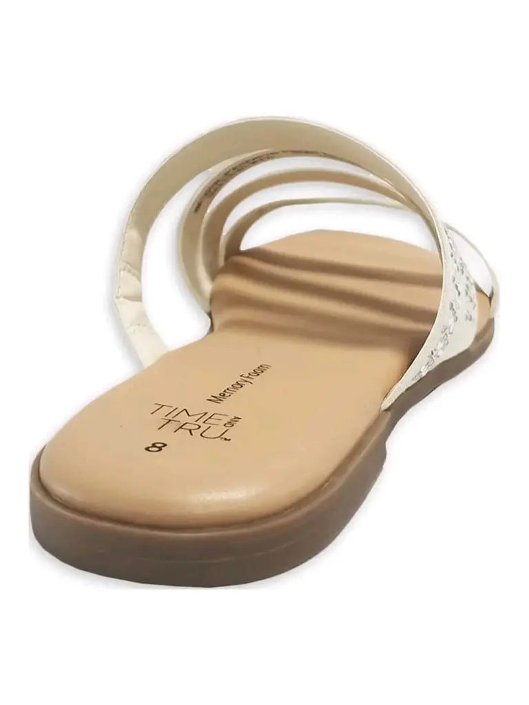 Sandalias marca Time and Tru Brillos beige Talla 39
