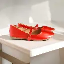 Flats Old Money en Satín Rojo Talla 34