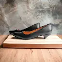 Tacones Carlota semipiel negra, forro piel, tacón aguja 3.5 (D)