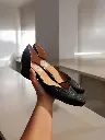 Tacones Hellena con talón semipiel cocodrilo negro, tacón 3 cms (D)
