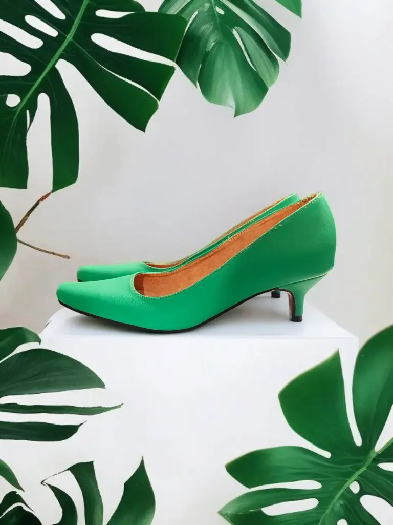 Tacones Stilettos polo verde limón, tacón aguja 5 cms. (D)