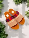  Sandalias Luna típica, palo rosa y típico seda fucsia (D)