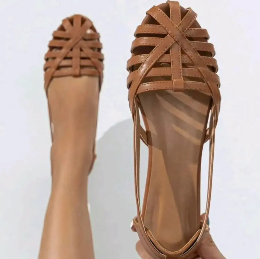 Flats Huaraches sin cincho, semipiel gena (D)