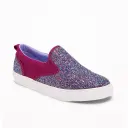 Tenis Old Navy escarcha y lona morada Talla 38