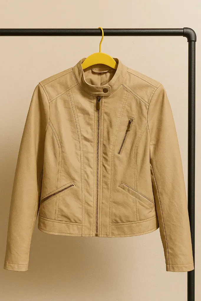 Chumpa en semipiel beige Marca Miss Lily Talla Large