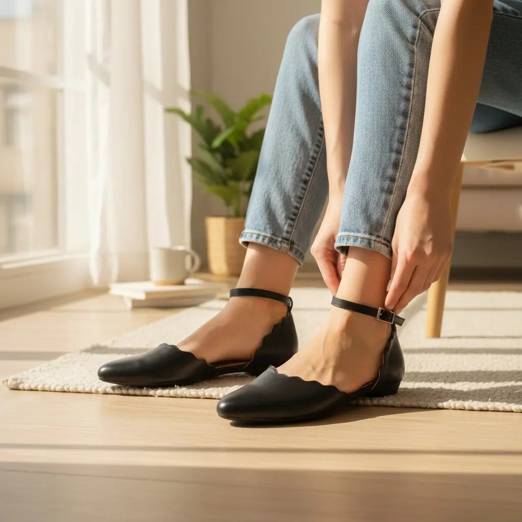 Flats María José semipiel negra Talla 40 (D)