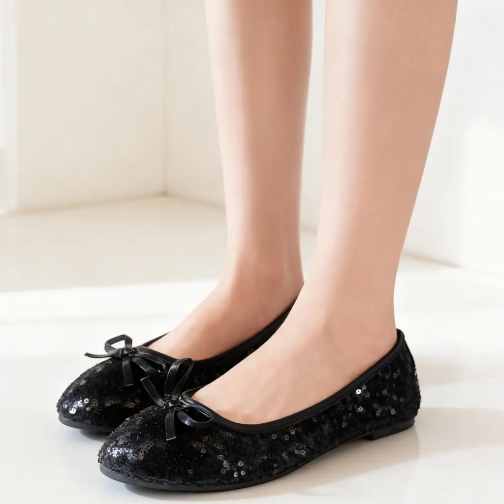  Flats Marca Shoes Con Lentejuelas negras Talla 38