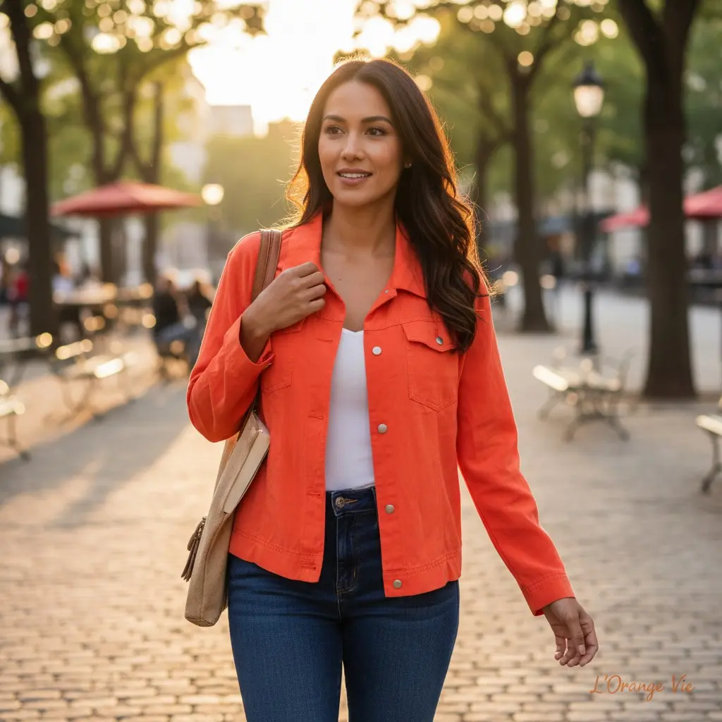 Chumpa Color Naranja Marca Cold Water Creek Talla XL		 