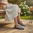 Flats Cangrejera Mor lona celeste Talla 37 (D)