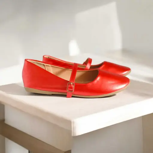 Flats Old Money en Satín Rojo Talla 34