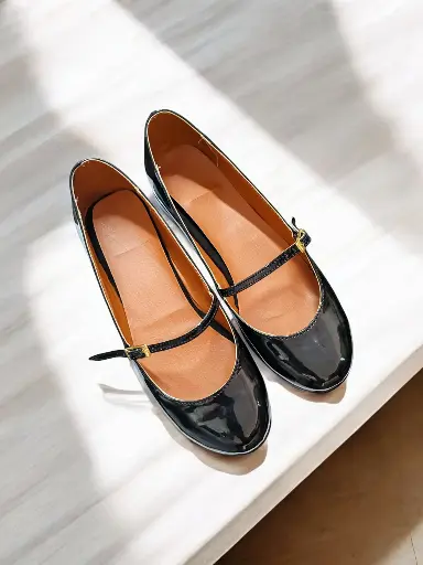 [HERM-51] Flats Hermine Old Money Charol Negro (D)