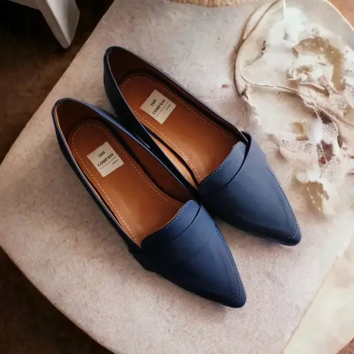 [ANAHÍ-09]  Flats Anahí semipiel azul (D)