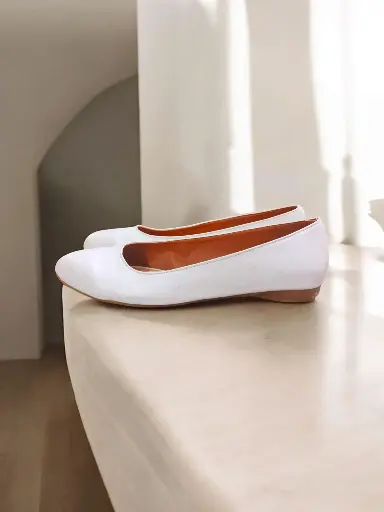 [HERMFC-09] Flats Hermine semipiel blanca forro piel (D)