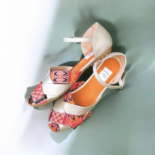 Flats Sophia semipiel champange tipico seda naranja (D)