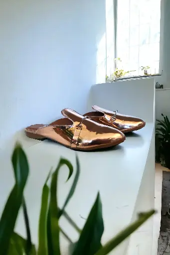 Flats Luxe semipiel charol gold rosa (D)