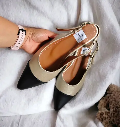 [GRAFLA-01] Flats Graciela semipiel champagne y negro (D)