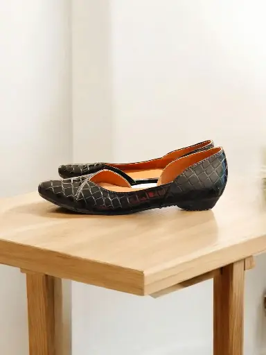 [TRESCORT-09] Flats tres cortes cocodrilo negro (D)