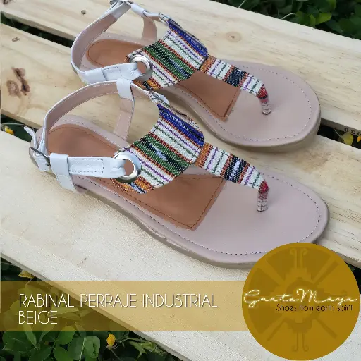 [OJET-02] Sandalias Ojetes, semipiel blanca, típico rabinal beige (D)