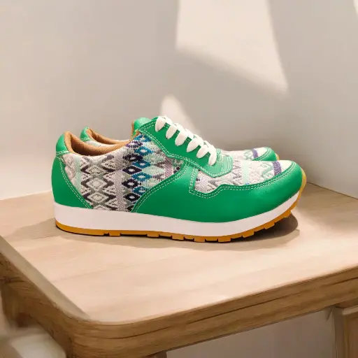[CLAS-35] Tenis Classic típicos semipiel verde, típico seda verde (D)