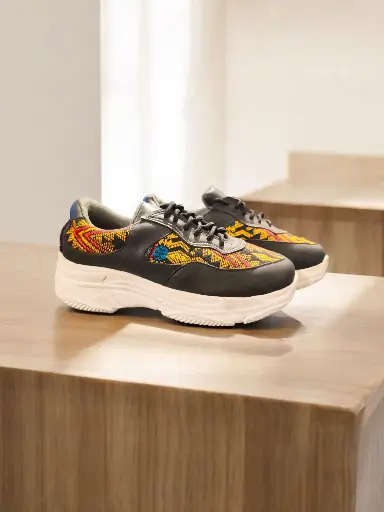 [Snickert-04] Tenis Sneakers típicos semipiel negra típico comalapa colores (D) (35.5)