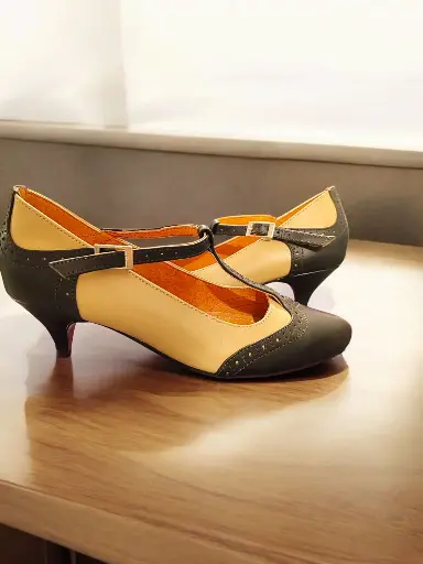 [STILEROSSI-P-01] Tacones Stilettos Rossi piel negra y beige, tacón aguja 5 cms. (D)