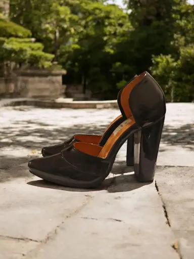 [LUCREFC-07] Tacones Stilettos Lucrecia charol negro tacón cuadrado 10 cms. (D)