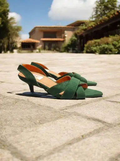 [ESTHELATAFC-01] Tacones Esthela gamuza verde jade tacón 5 cms (D)