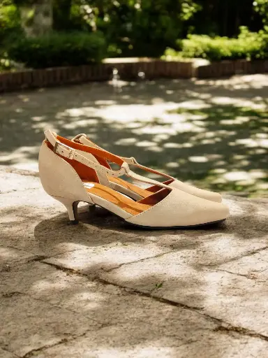 [MEGANTAFC-03] Tacones Megan gamuza beige tacón 5 cms (D)