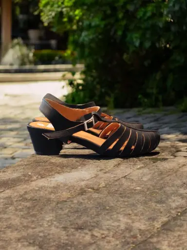 [GENEFC-04] Tacones Génesis semipiel negra tacón 4 cms. (D)