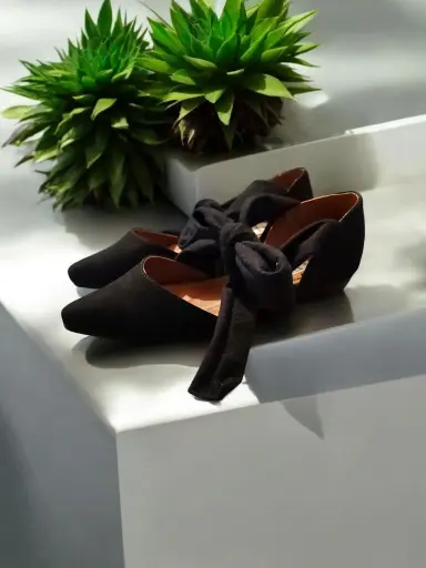 [FLOWECO-01] Flats Flower Coquette gamuza negra (D) (35)