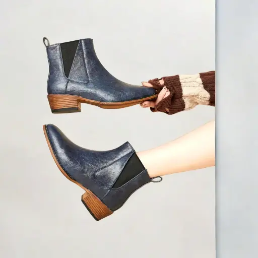 [SAN163] Botines Marca Fashion Color Azul Talla 39