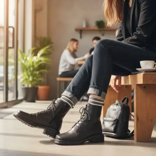 [SAN178] Botines Punta Cuadrada Negro Talla 35