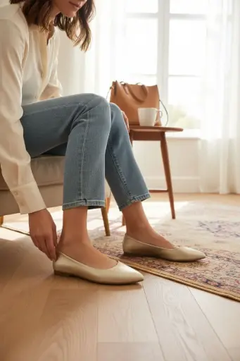 [SAN194] Flats marca Amazon Essentials color Gold talla 40