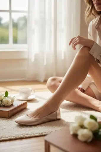 [SAN195] Flats marca Amazon Essentials color Gold Rosa talla 38.5