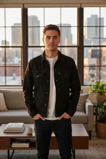 [ROP-147] Chumpa de lona Color Negro Marca Levi Strauss & Co talla L 