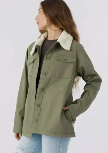 [ROP-155] Chumpa de lona Color Verde Olivo Marca Hang Ten talla S 