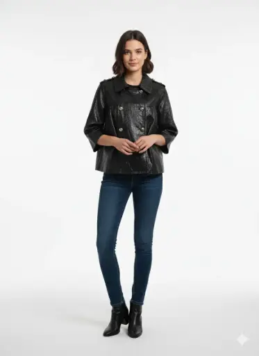 [ROP-159] Chumpa 100% Piel Color Negro Marca I.N.C International concepts talla M 