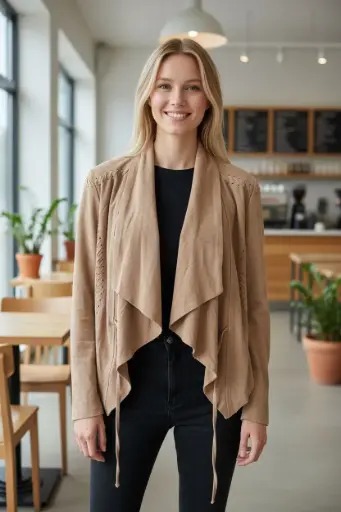 [ROP-164] Chumpa 100% Piel Color Beige Marca Bagatela Talla M