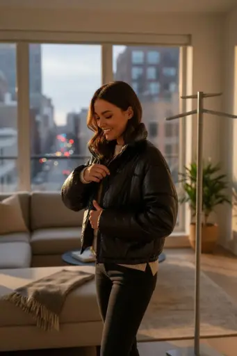 [ROP-173] Chumpa Capitonada Color Negro Marca Divided H&M talla M