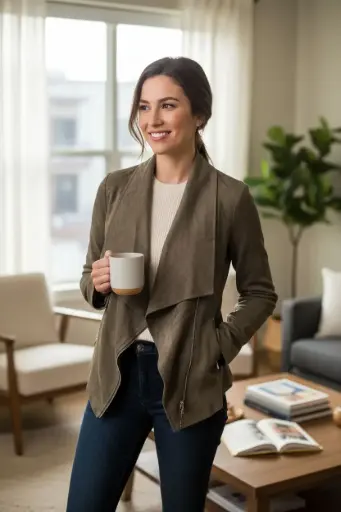 [ROP-192] Chumpa Color Verde Olivo Marca Lulus talla XS 