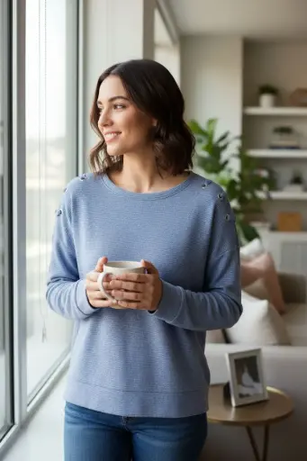 [ROP-210] Sueter Color Celeste Marca Sunday talla L 