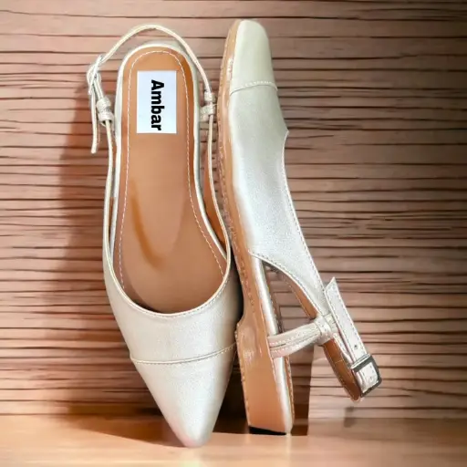 [GRAFLA-03] Flats Graciela todo en cuerina color champagne Talla 40 (D)