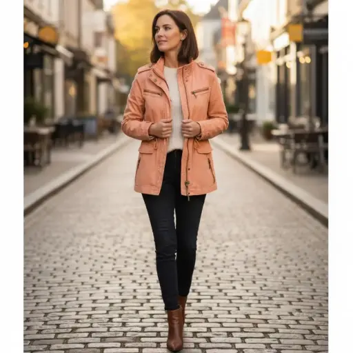 [ROP-246] Chumpa Color Durazno Marca Max Jeans Talla XS		 