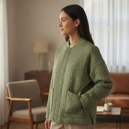 [ROP-249] Chumpa Color Verde Marca Fashion Talla L	 