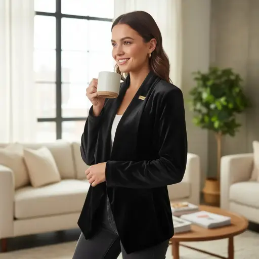 [ROP-254] Saco Color Negro Terciopelo Marca Jules & Leopold Talla S 