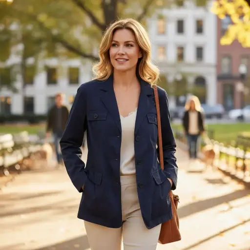 [ROP-259] Saco Color Azul Marca Talbots Talla M (8)	 