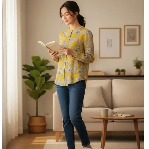 [ROP-260] Blusa Color Amarillo Marca Liz Clayborne Talla M		 