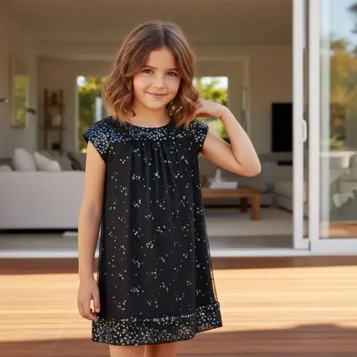 [ROP-267] Blusa Color Negra Marca Iris & Ivy Talla 6 (niña)	 